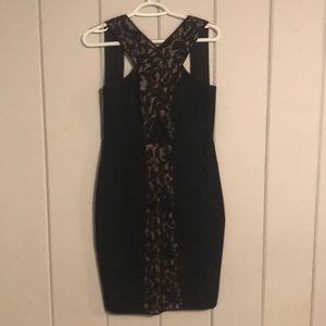 Bcbg dress size 0 black and cream with lace